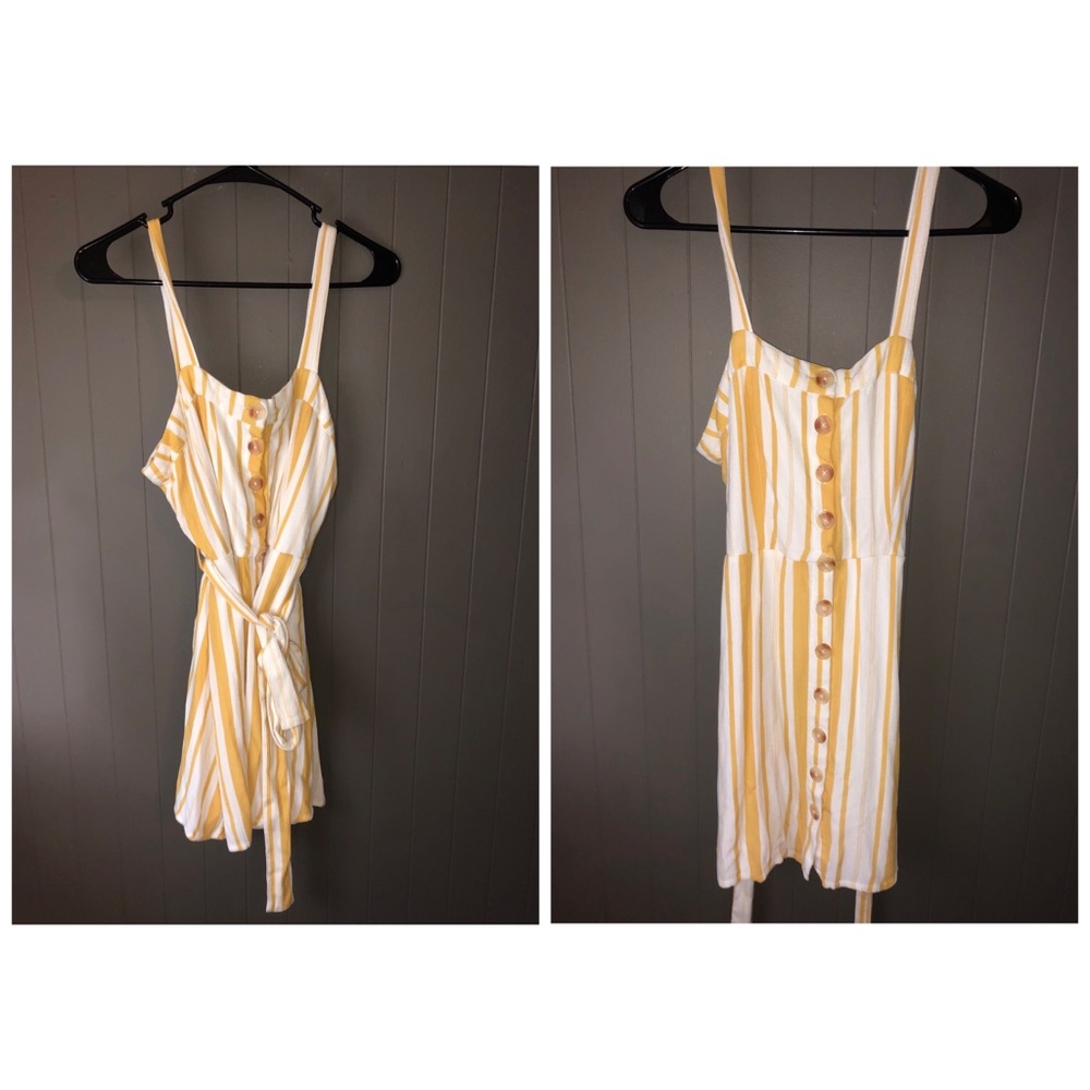 Yellow white striped dress